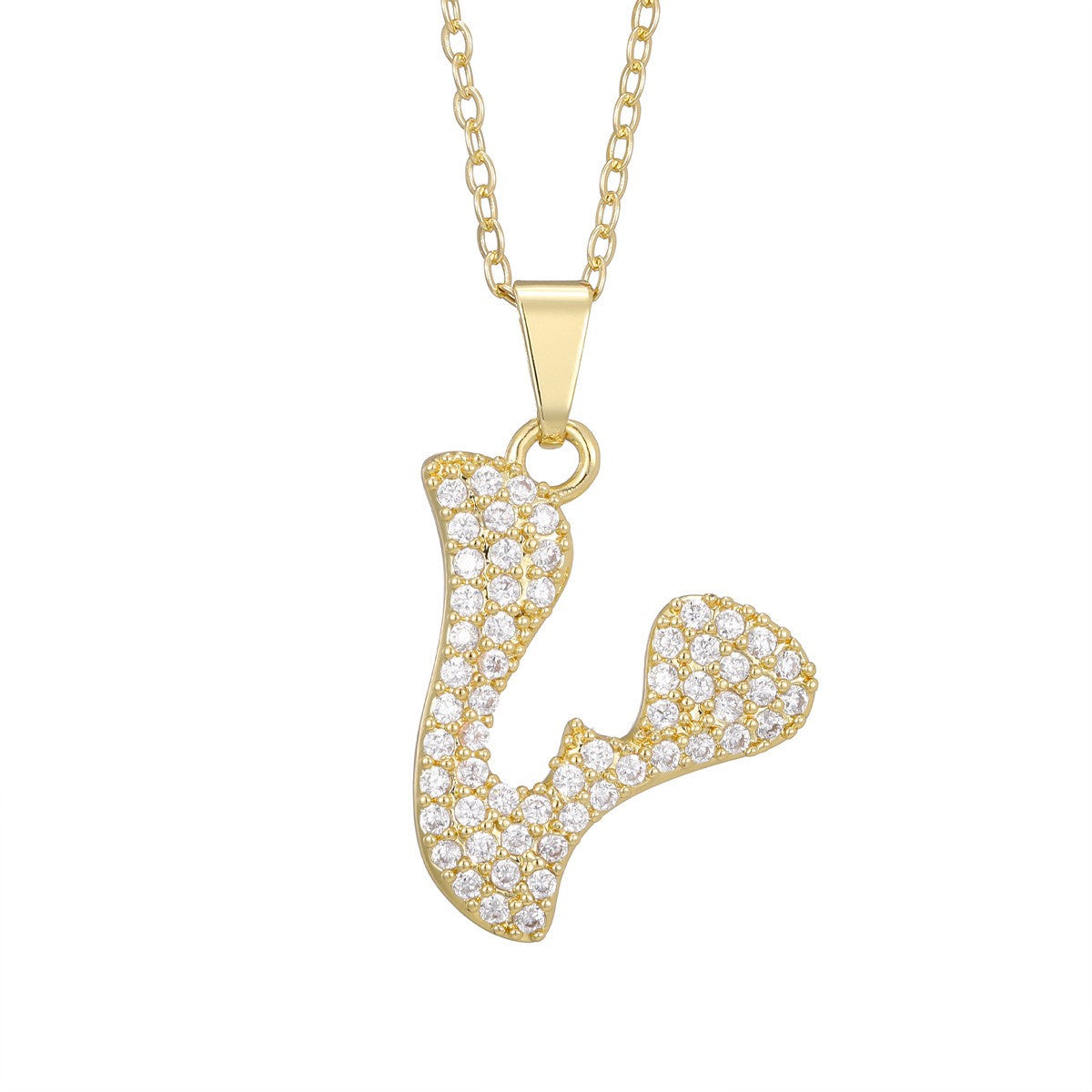 Crystal Pave Bubble Initial Necklace