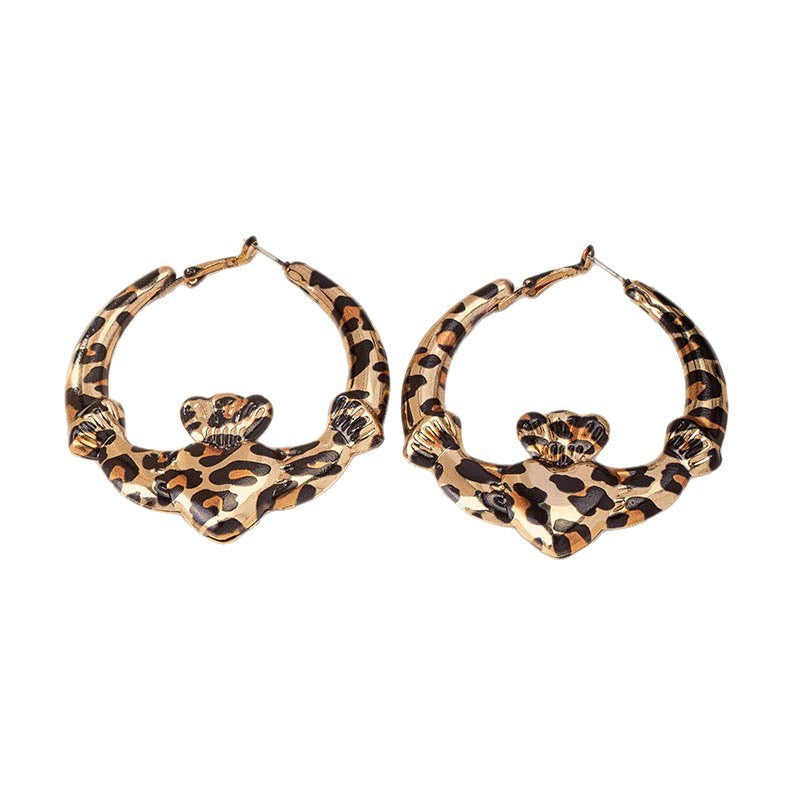 Heart Leopard Hoop Earrings