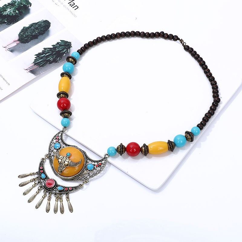 Bull Motif Bead Necklace