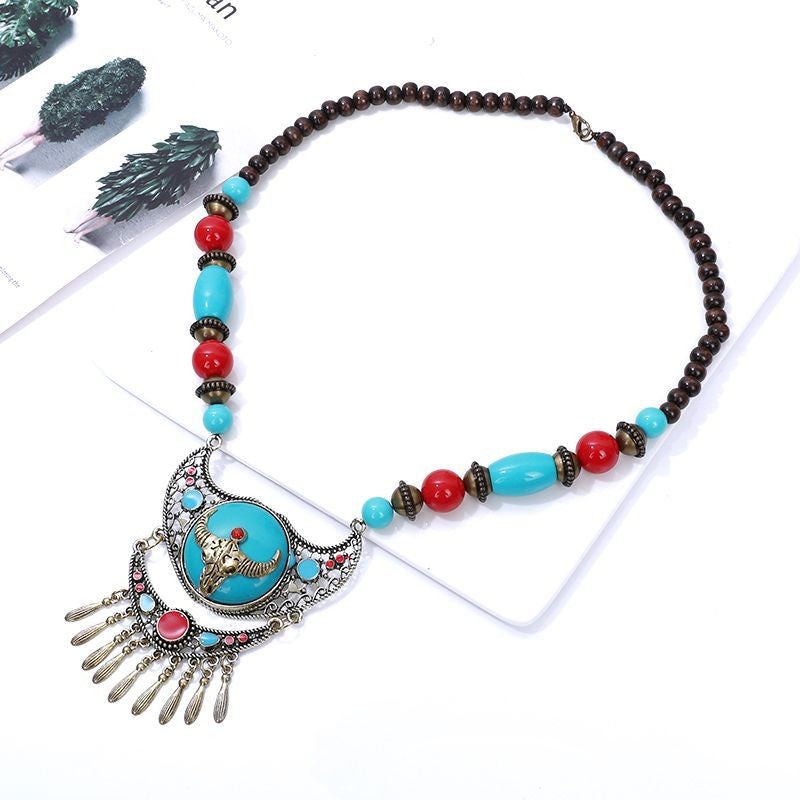 Bull Motif Bead Necklace