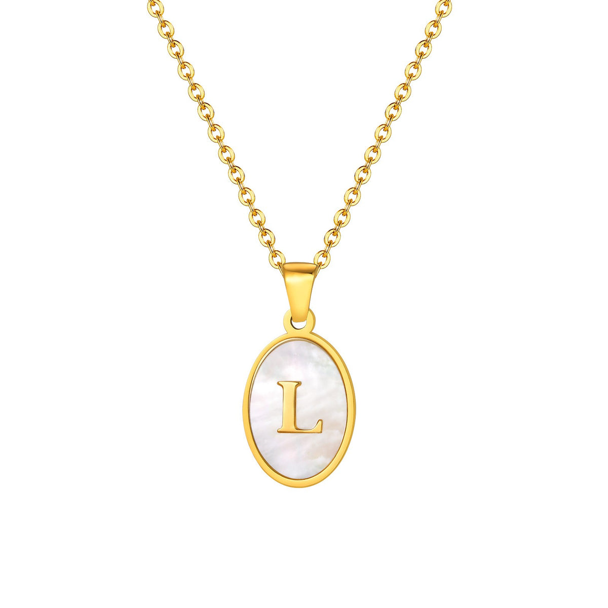 Mother-of-Pearl Initial Oval Necklace