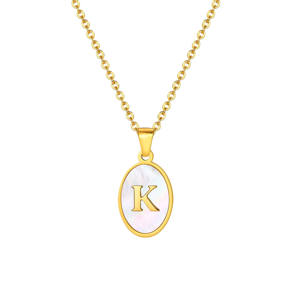Mother-of-Pearl Initial Oval Necklace