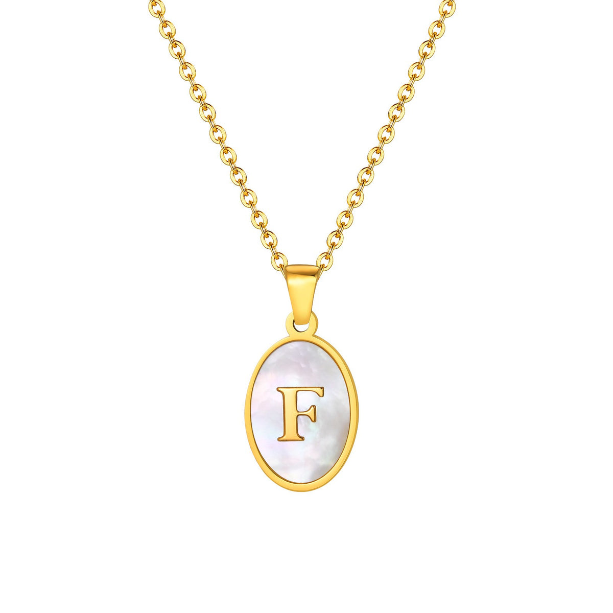 Mother-of-Pearl Initial Oval Necklace