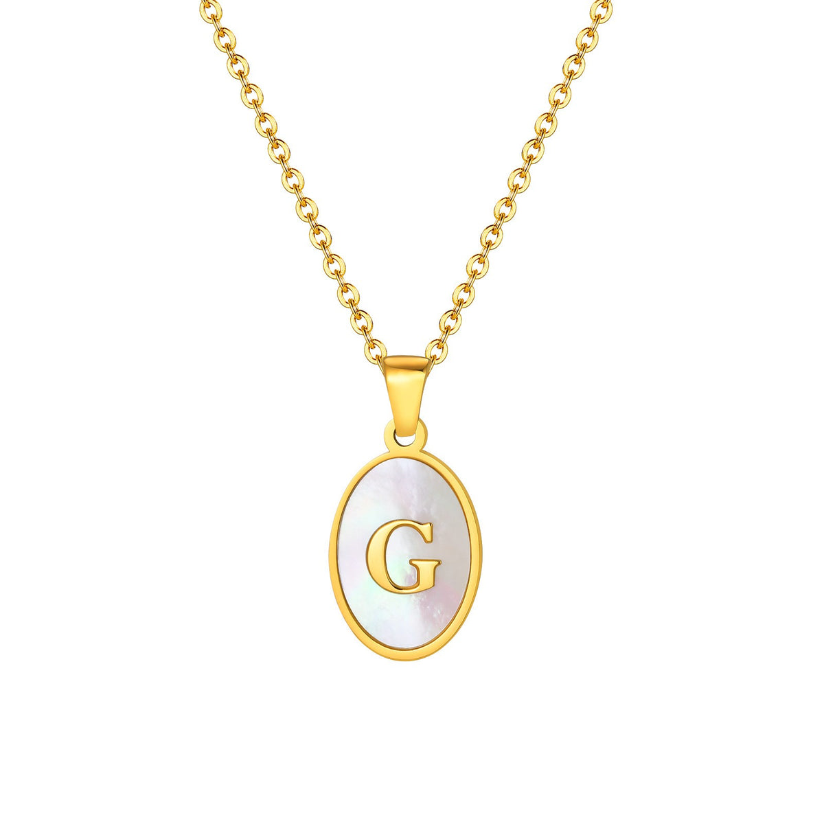 Mother-of-Pearl Initial Oval Necklace