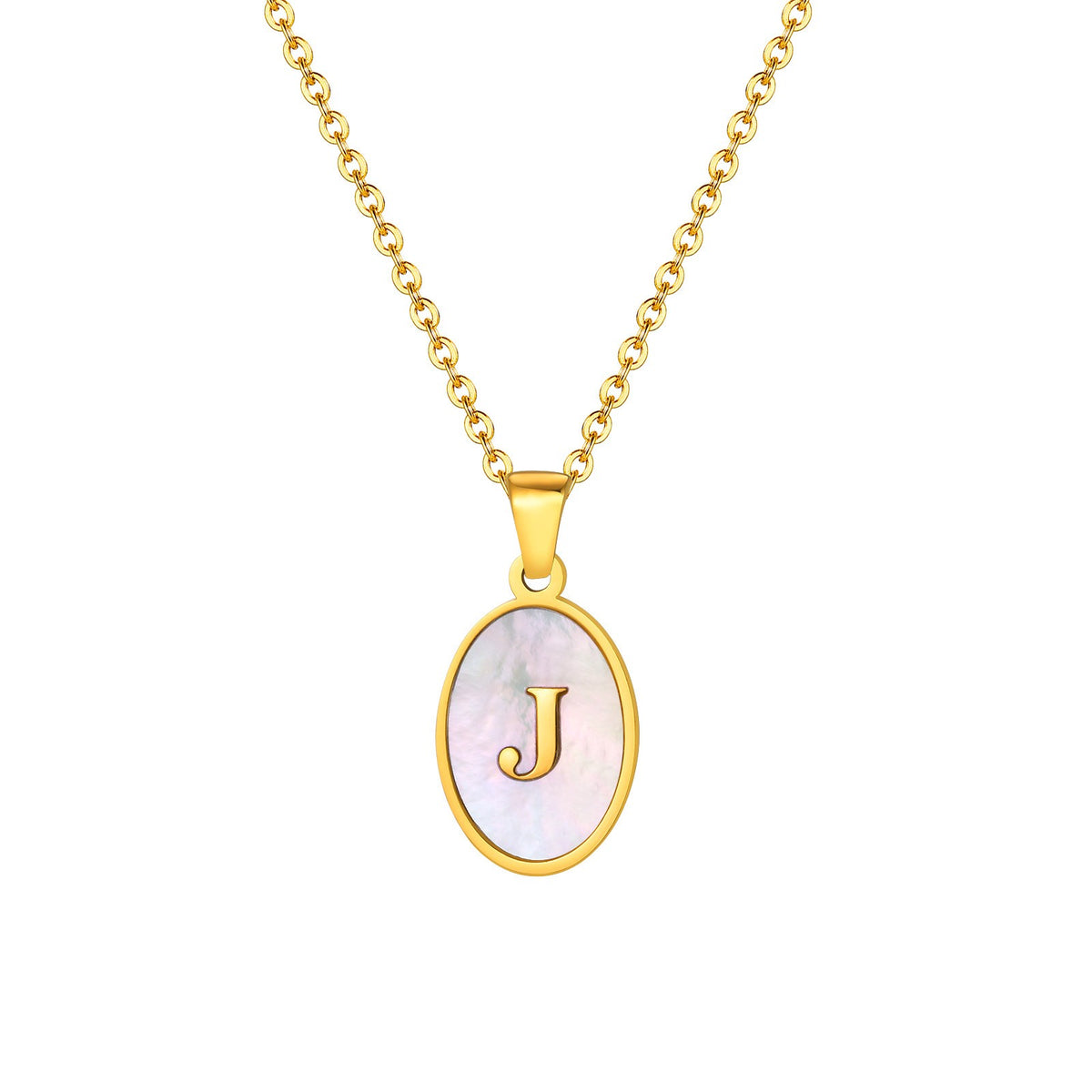 Mother-of-Pearl Initial Oval Necklace