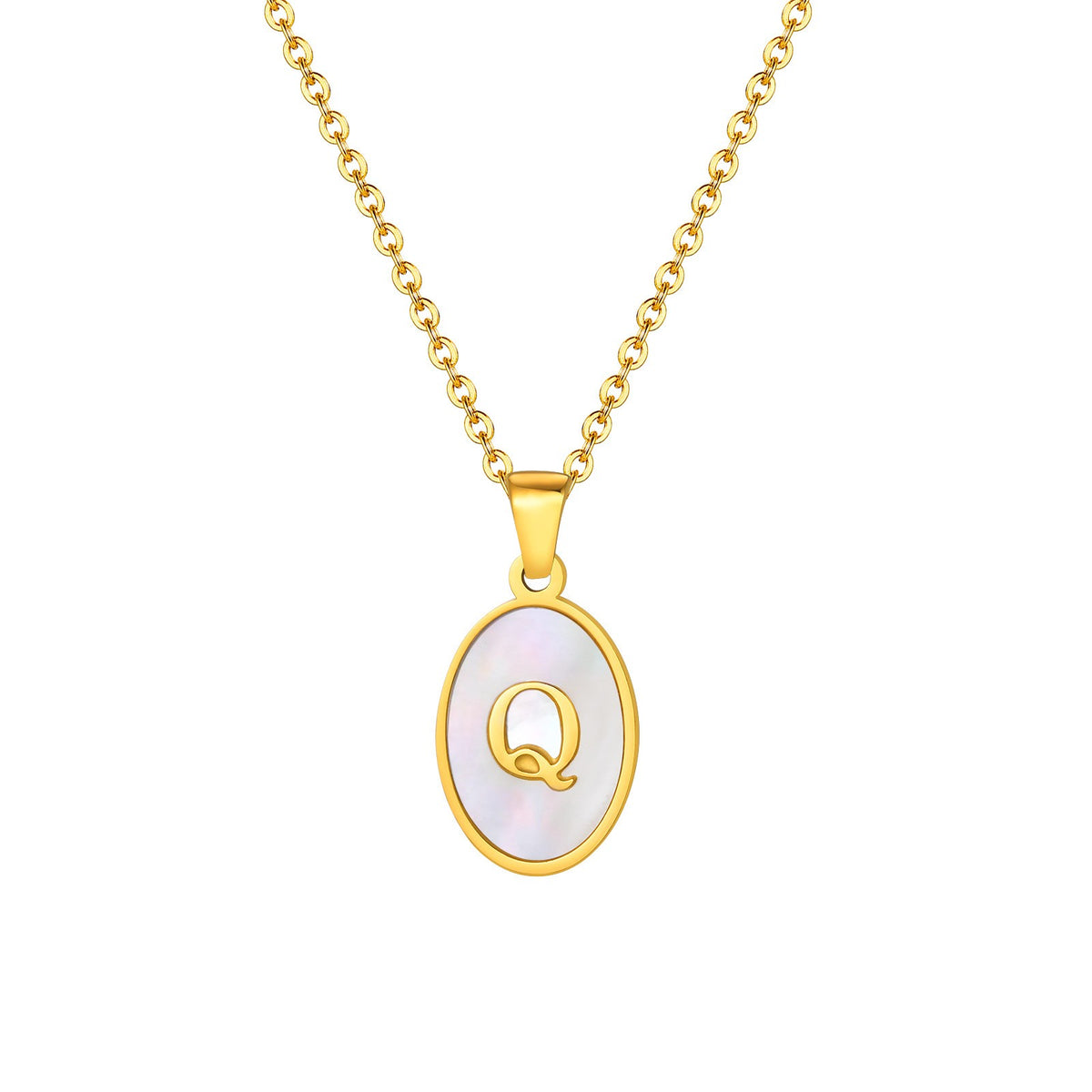 Mother-of-Pearl Initial Oval Necklace