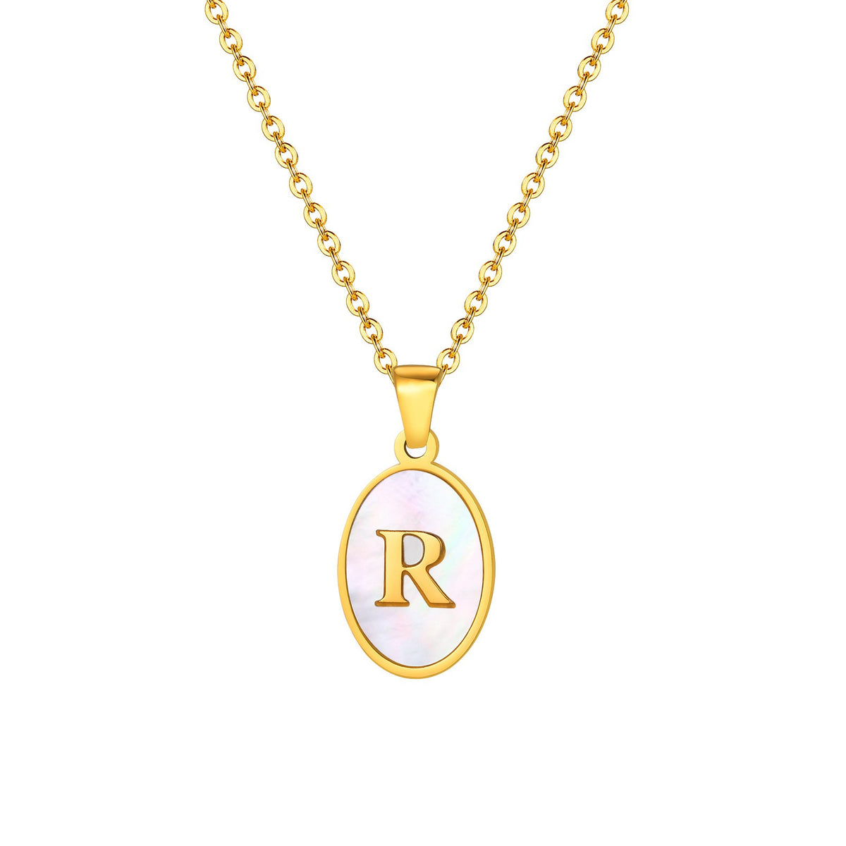 Mother-of-Pearl Initial Oval Necklace