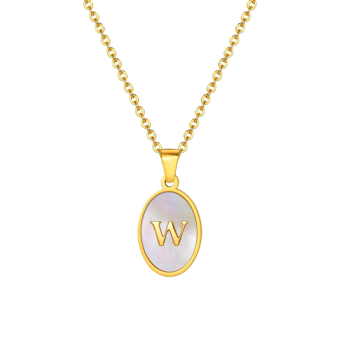 Mother-of-Pearl Initial Oval Necklace