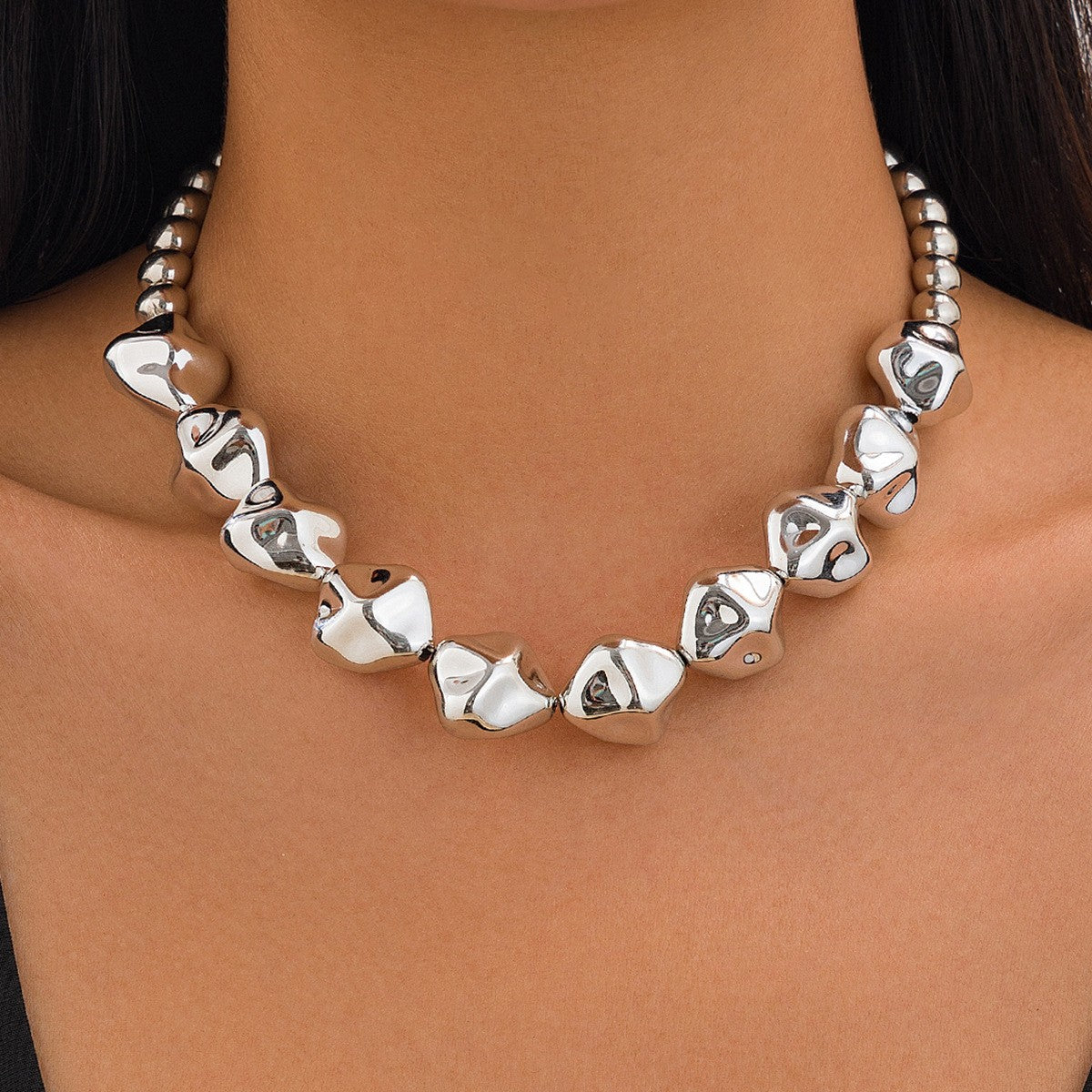 Irregular Geometric Bead Necklace Set