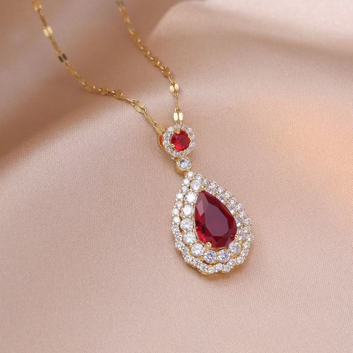 Teardrop Halo Crystal Necklace