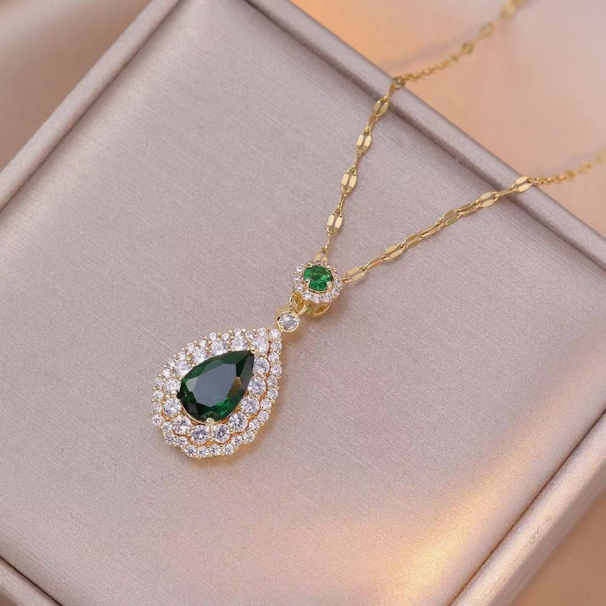 Teardrop Halo Crystal Necklace