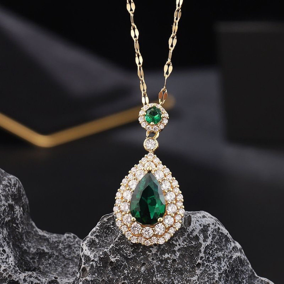 Teardrop Halo Crystal Necklace