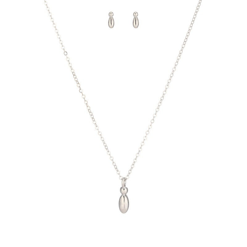 Bubble Letter Initial Necklace & Earring Set