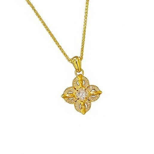 Crystal Floral Pendant Necklace