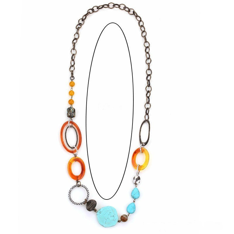 Colorful Mixed Stone Statement Necklace