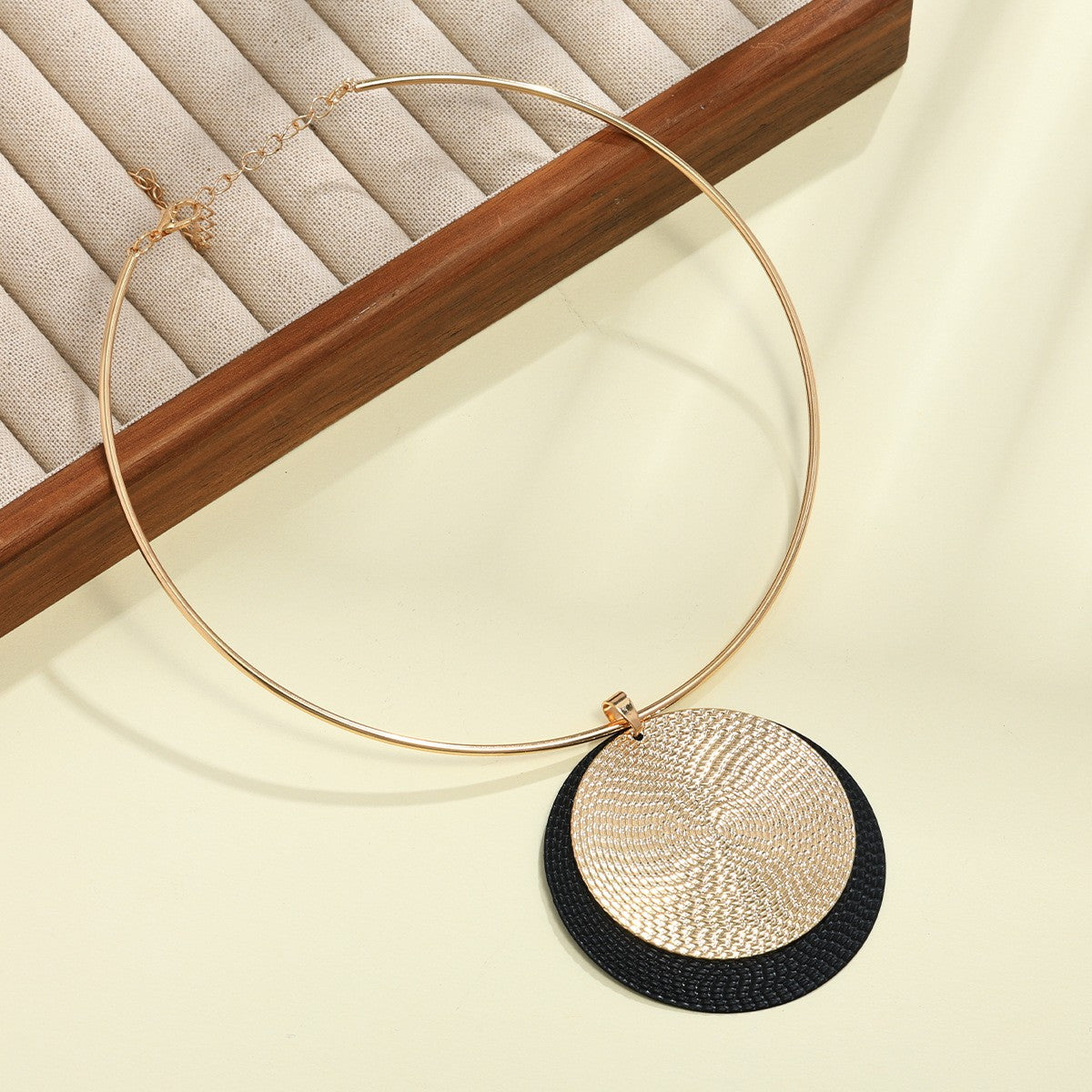 Woven Disc Necklace & Earring Set