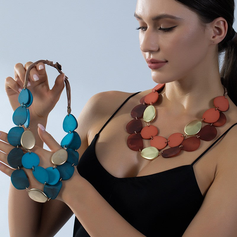 Layered Acrylic Disc Necklace