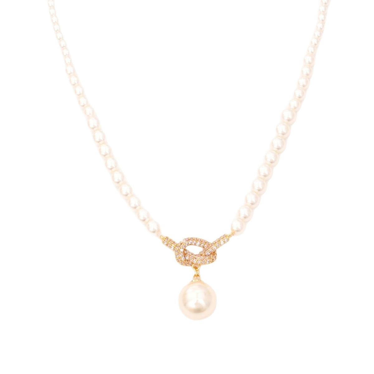Crystal Knot Pearl Necklace