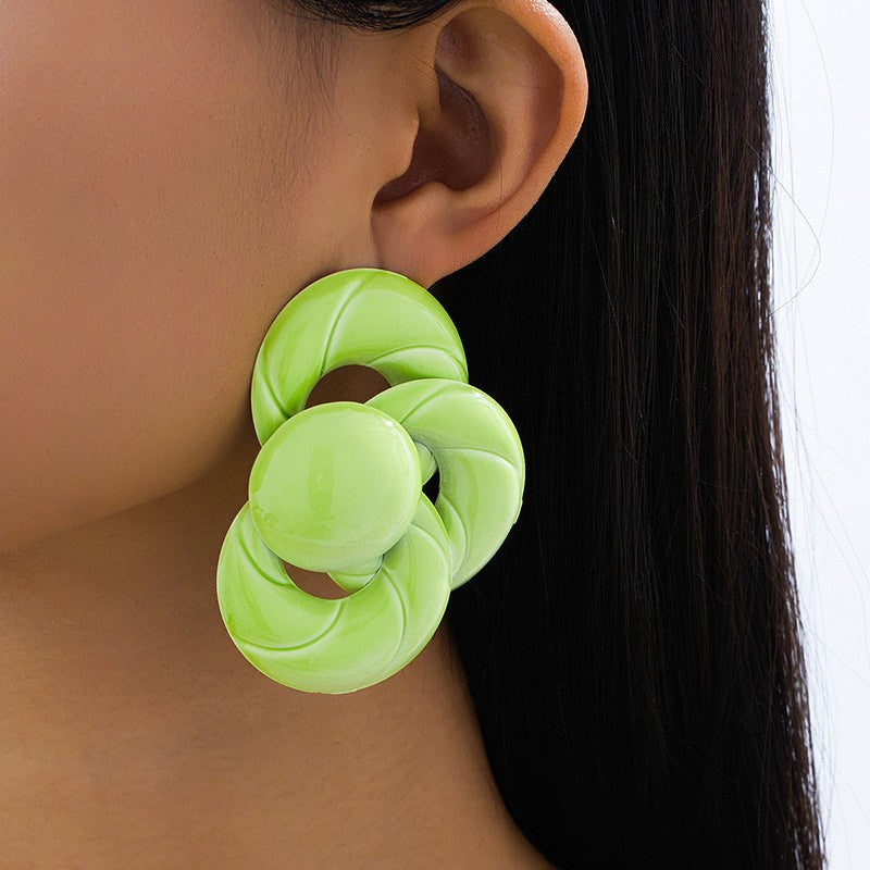 Glossy Swirl Button Earrings
