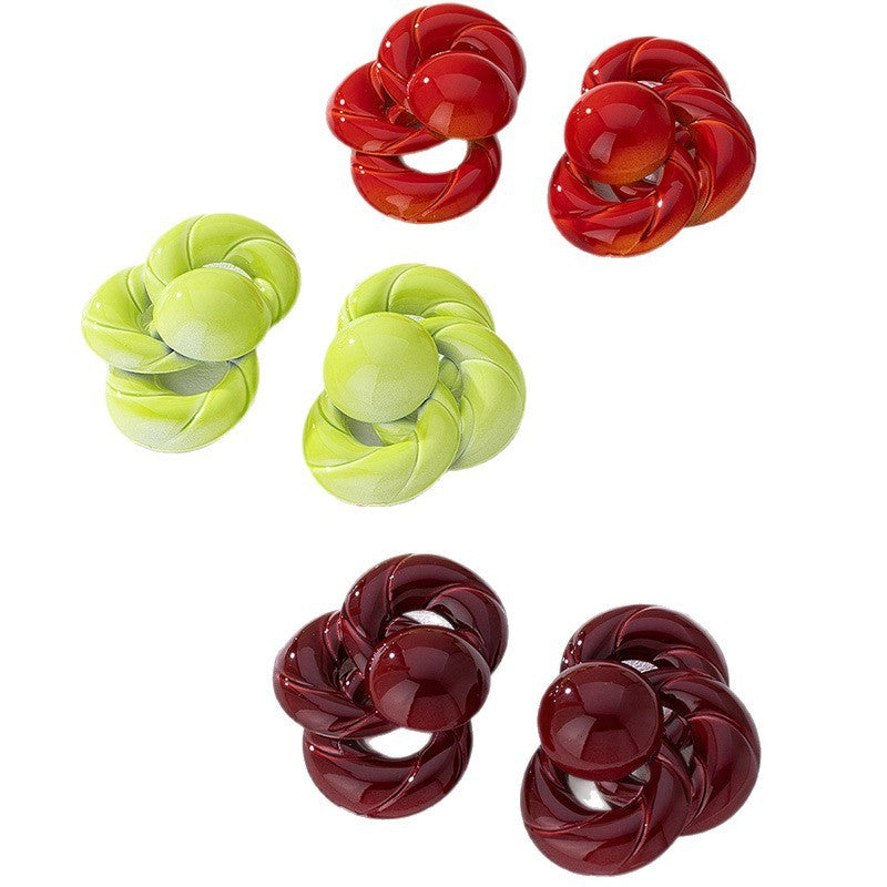 Glossy Swirl Button Earrings