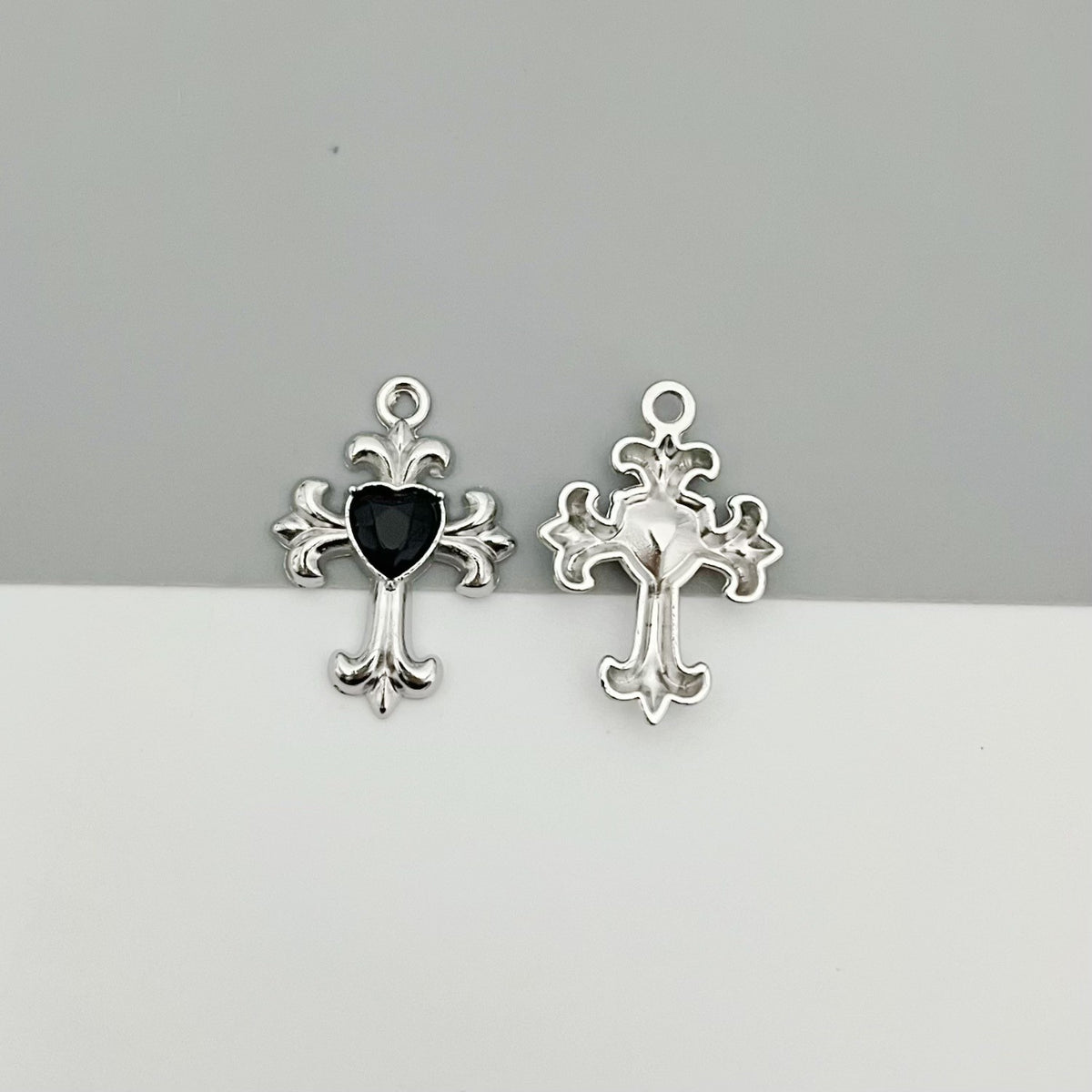 Fleur-de-Lis Heart Cross Charm