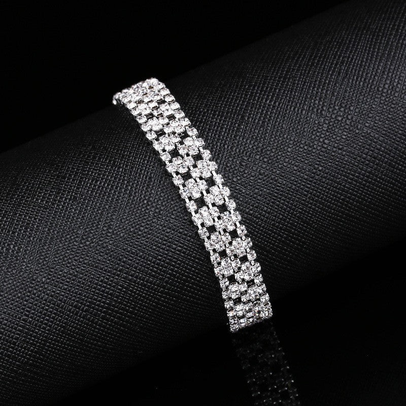 Rhinestone Fan Lattice Jewelry Set