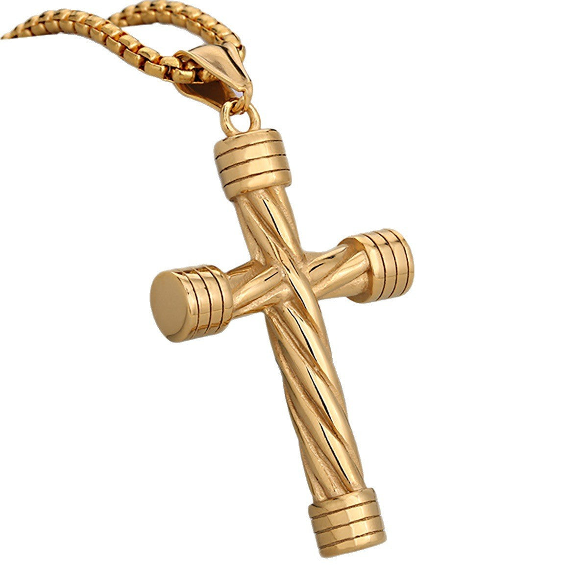 Grooved Cylinder Cross Pendant