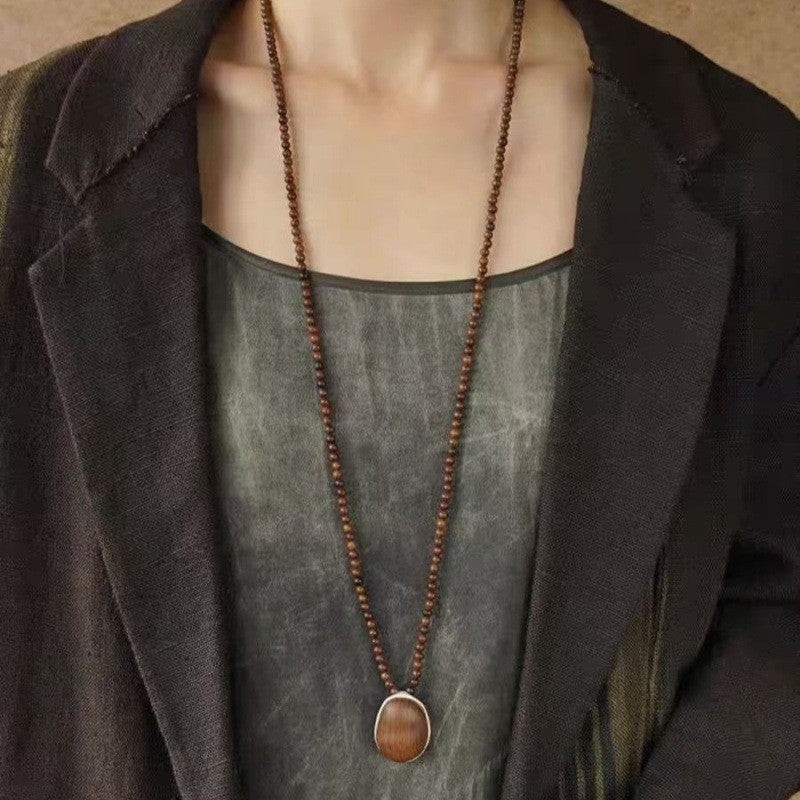 Oval Wood Pendant Necklace