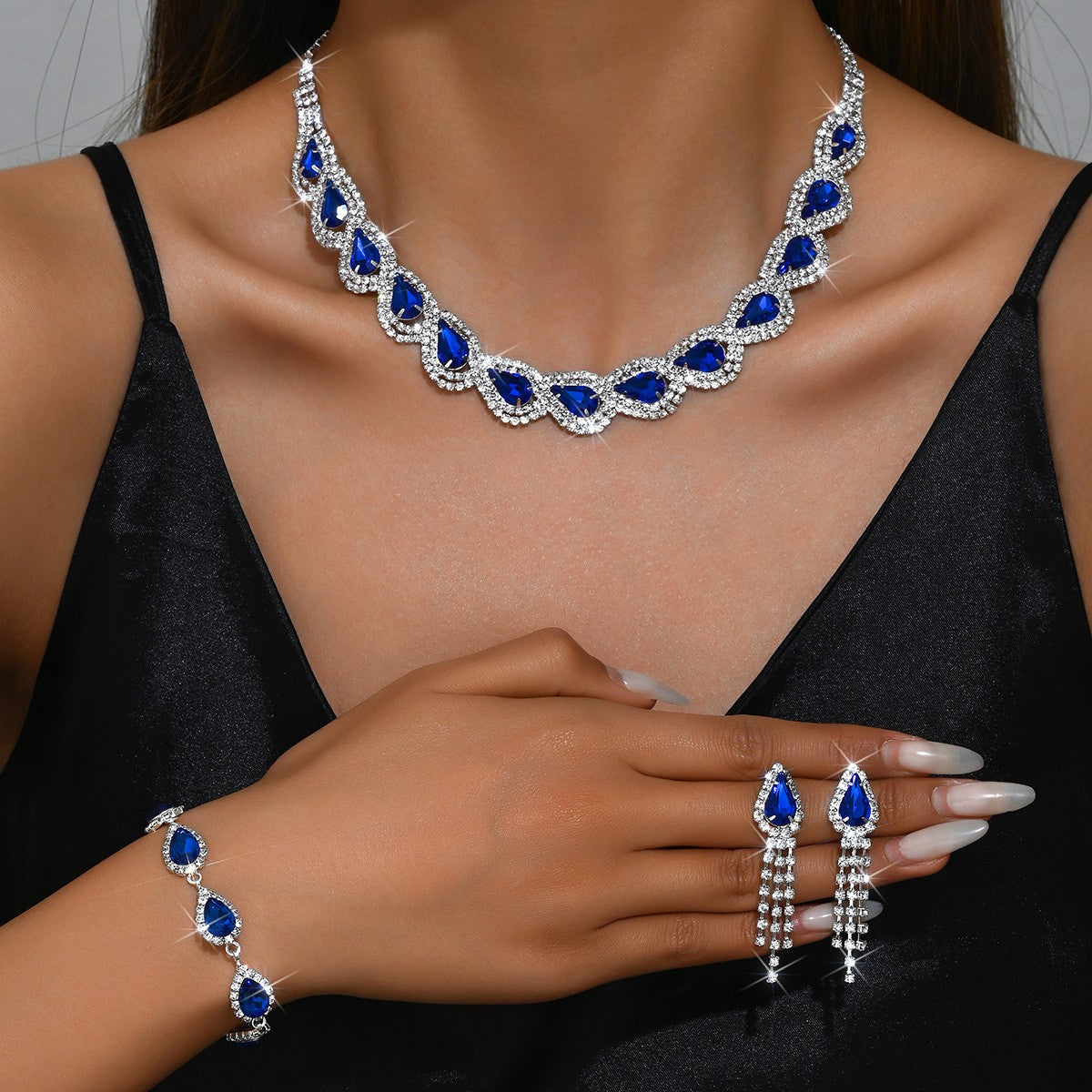 3-Piece Teardrop Crystal Jewelry Set