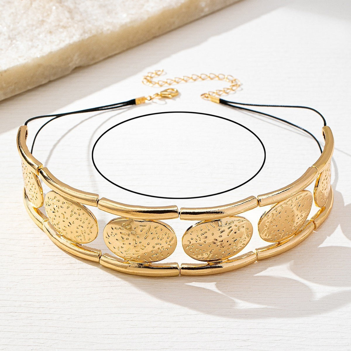 Textured Coin Link Choker