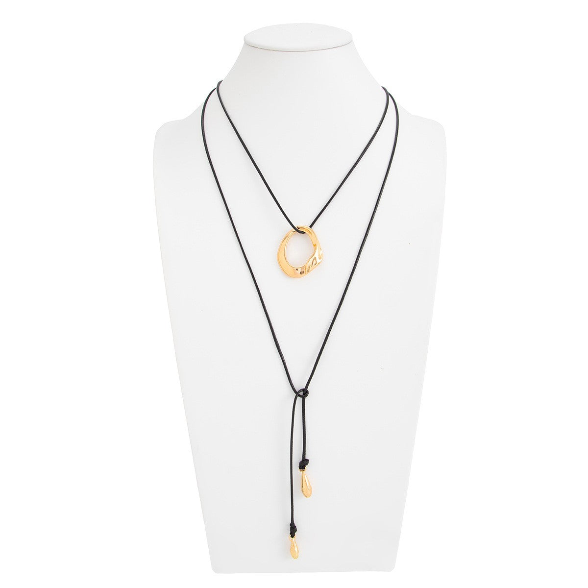 Polished Pendant Cord Lariat Necklace