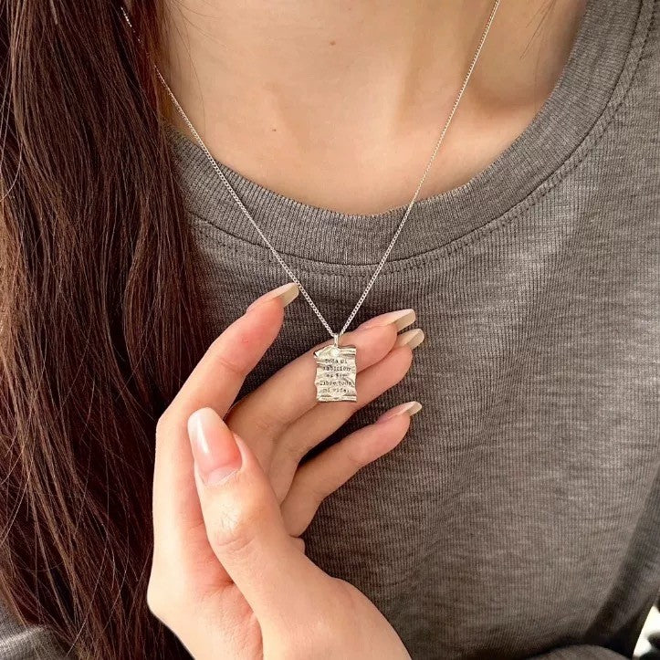 Engraved Scroll Paper Necklace
