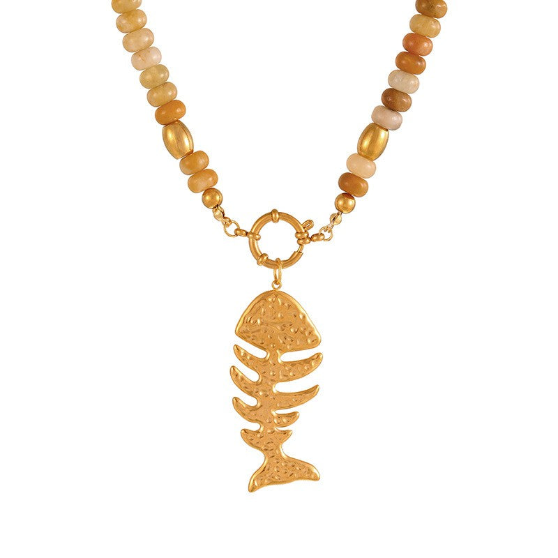Sun & Sacred Heart Beaded Necklace