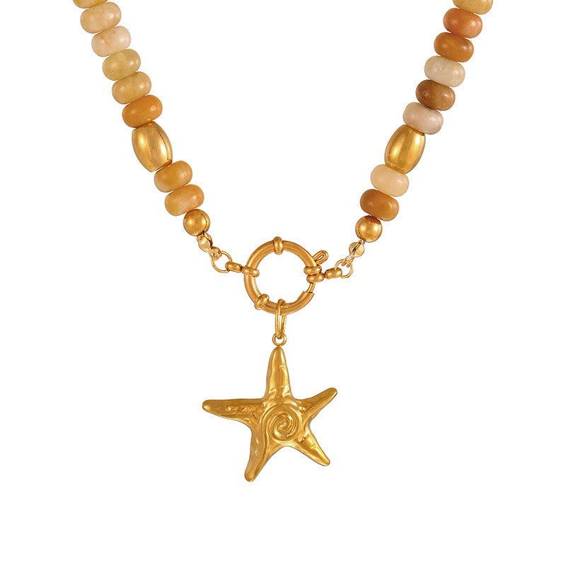 Sun & Sacred Heart Beaded Necklace