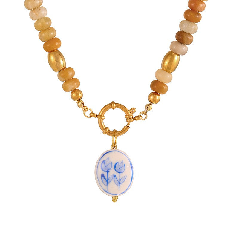 Sun & Sacred Heart Beaded Necklace