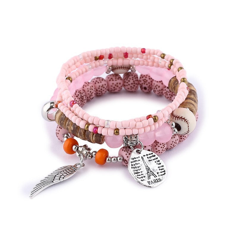 Bohemian Bead Layered Bracelet Set