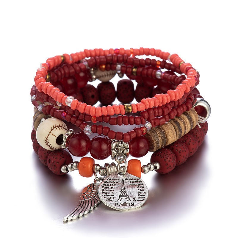Bohemian Bead Layered Bracelet Set