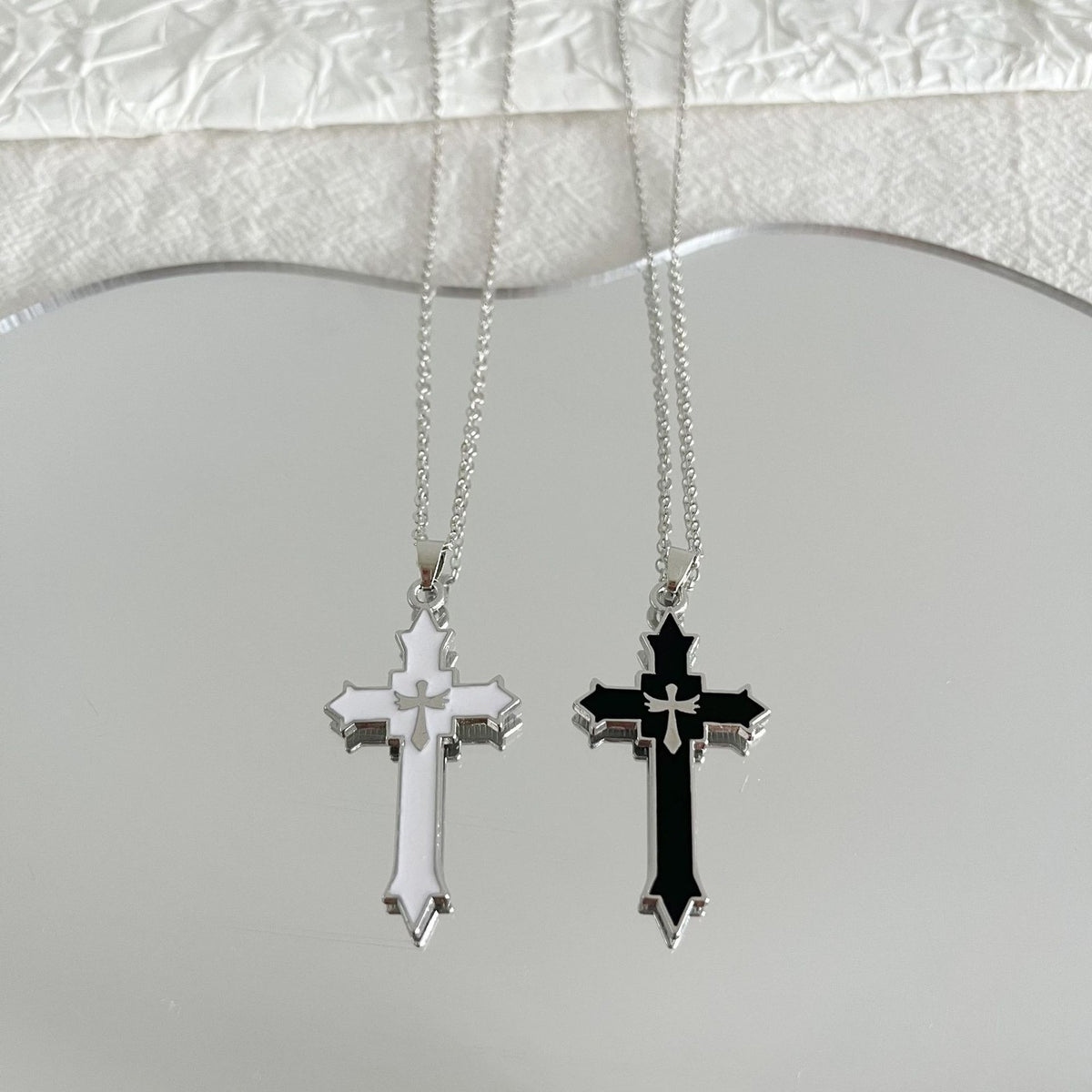 Enamel Cross Inlay Pendant Necklace