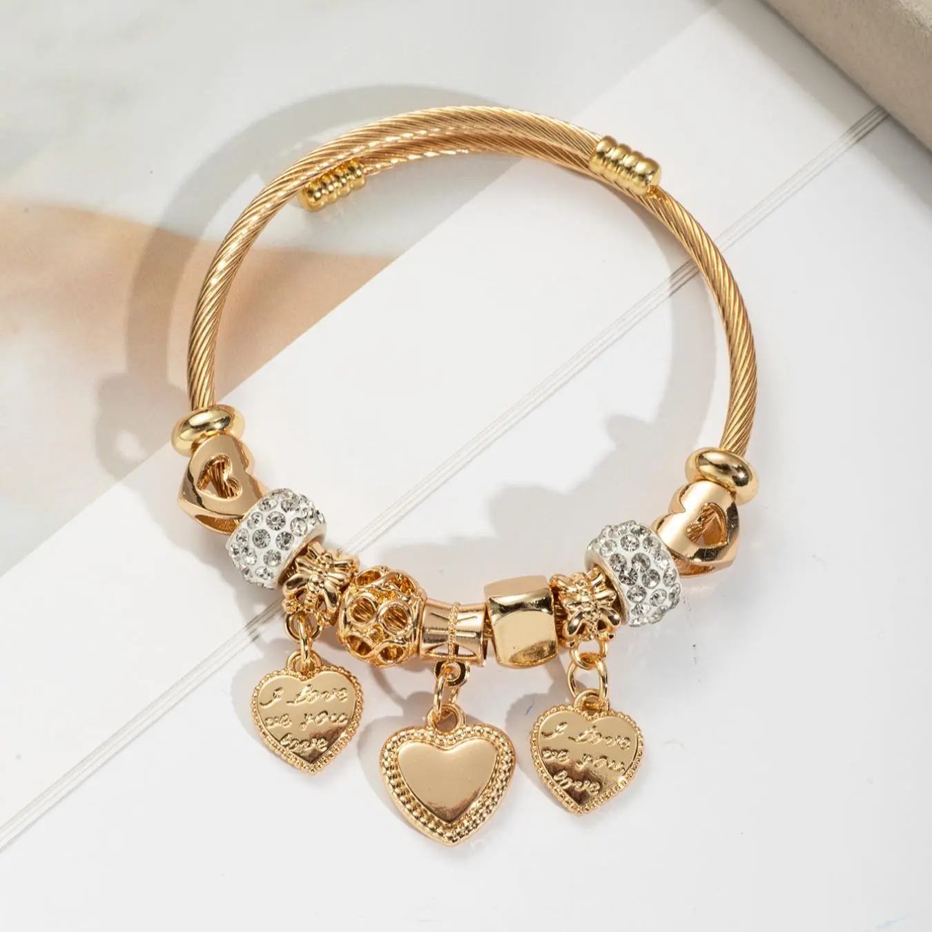 Hollow Heart Charm Bracelet