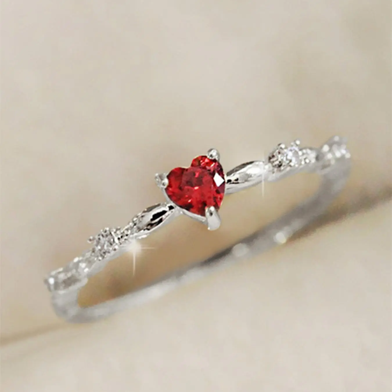 Rhinestone Heart Ring