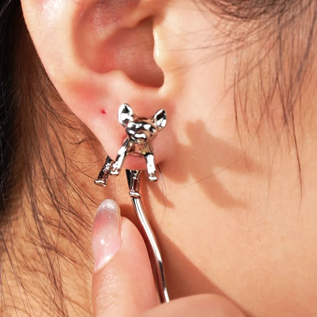 Long Tail Cat Stud Earrings