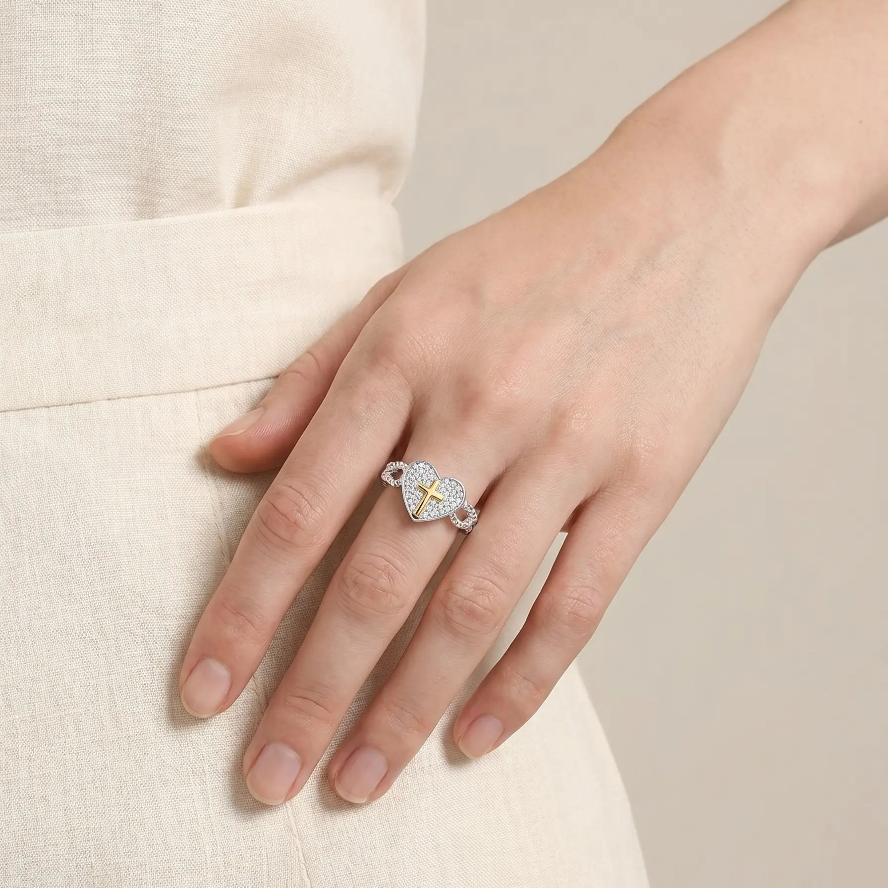 Cross Heart Ring