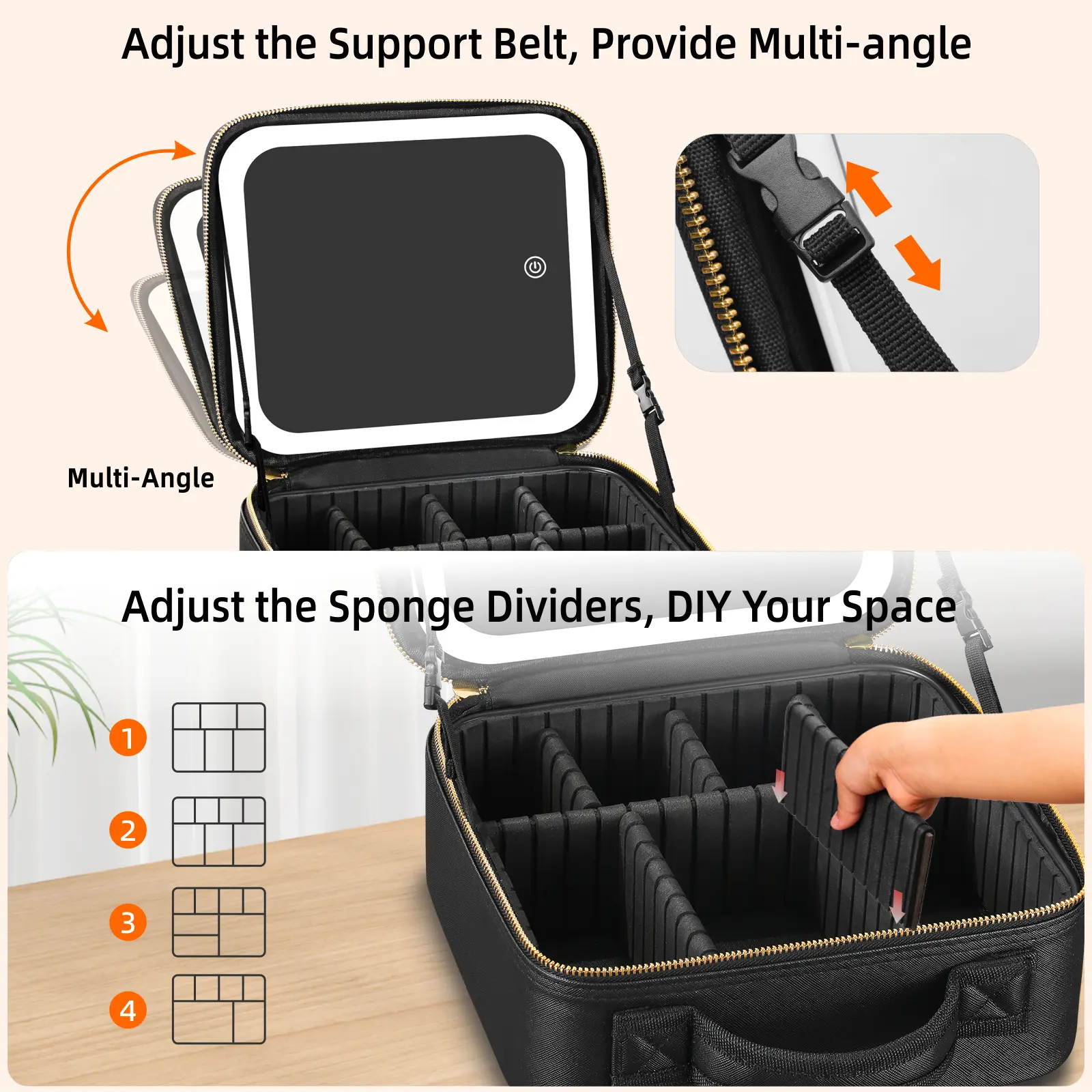 Lighted Makeup Bag Organizer