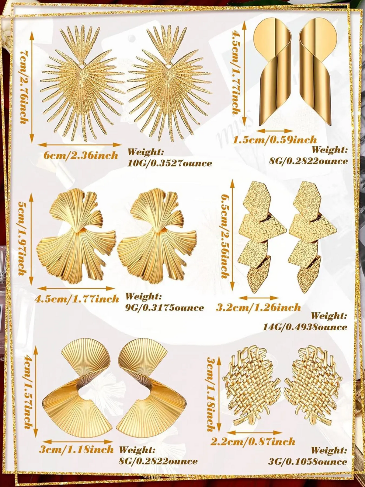 6 Pair Twisted Leaf Earring Set