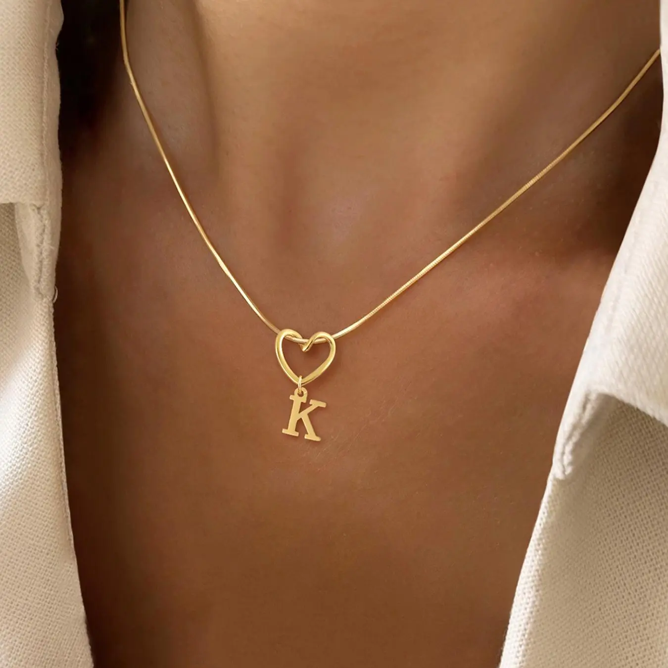 Heart Knot Initial Necklace