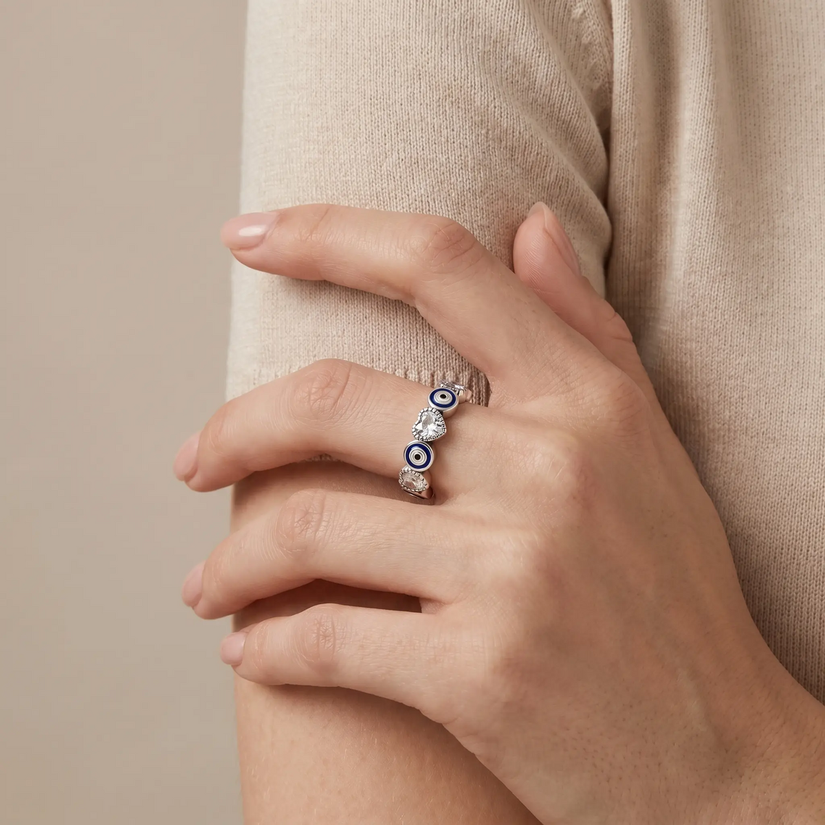 Evil Eye Heart Statement Ring