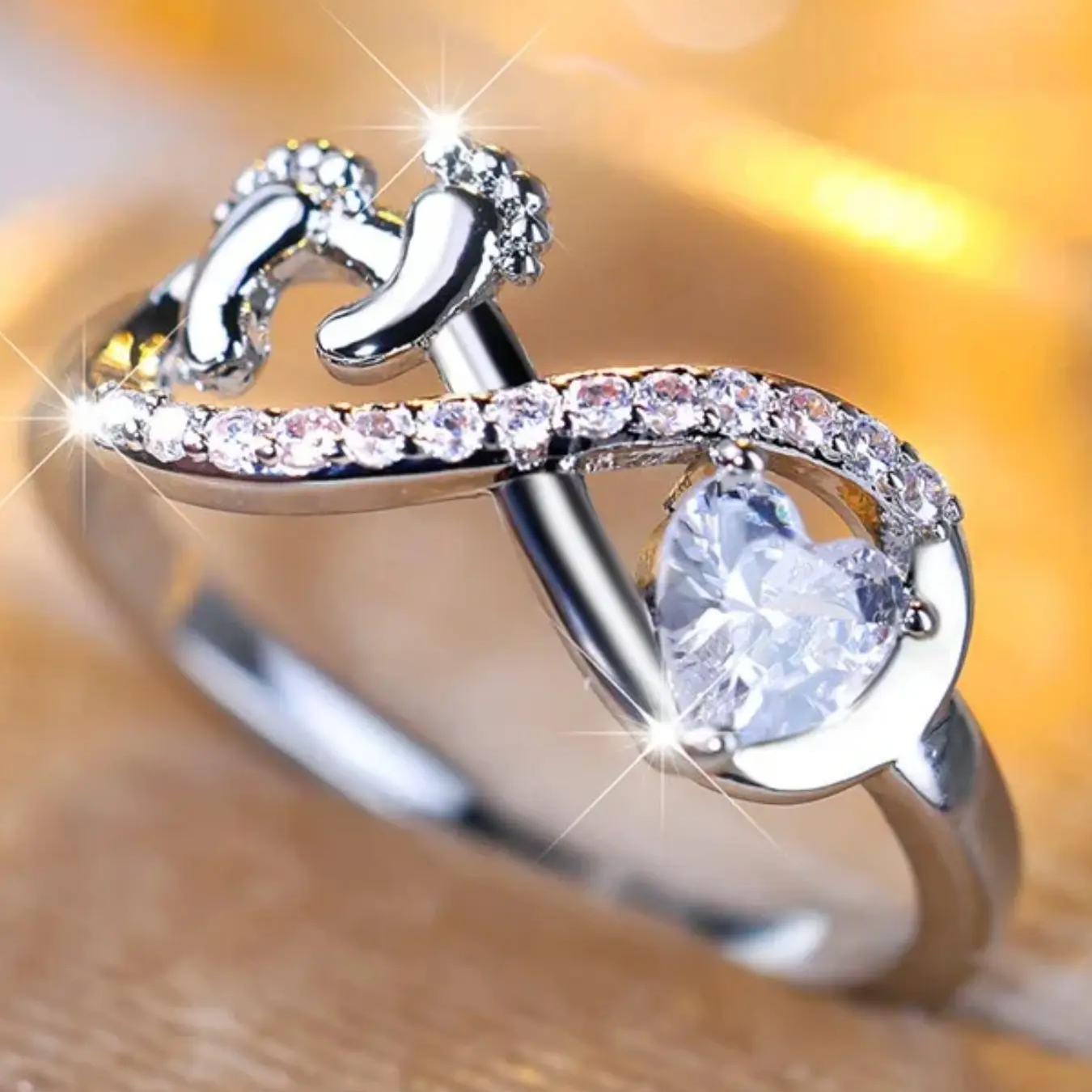 Infinity Baby Footprint Ring