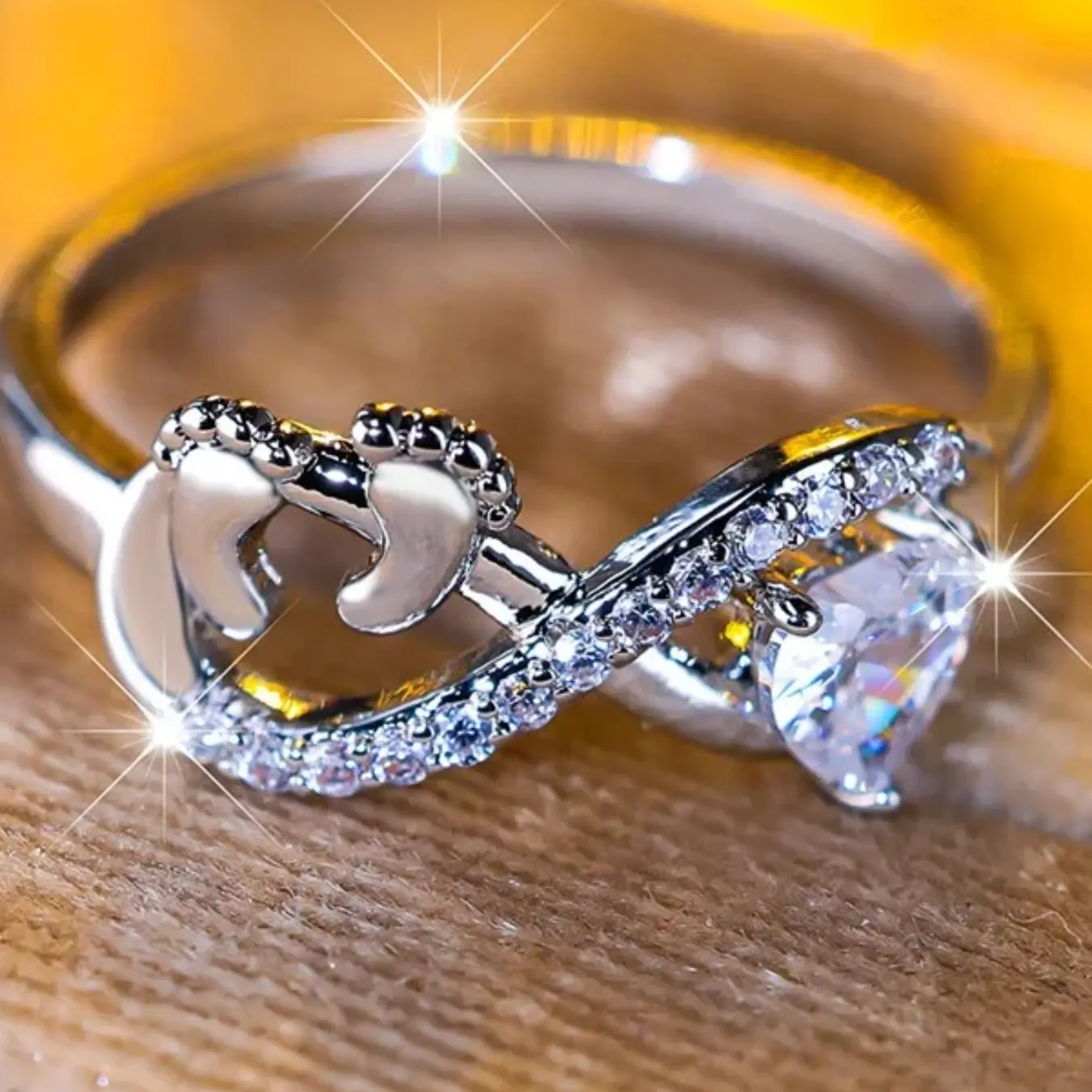 Infinity Baby Footprint Ring
