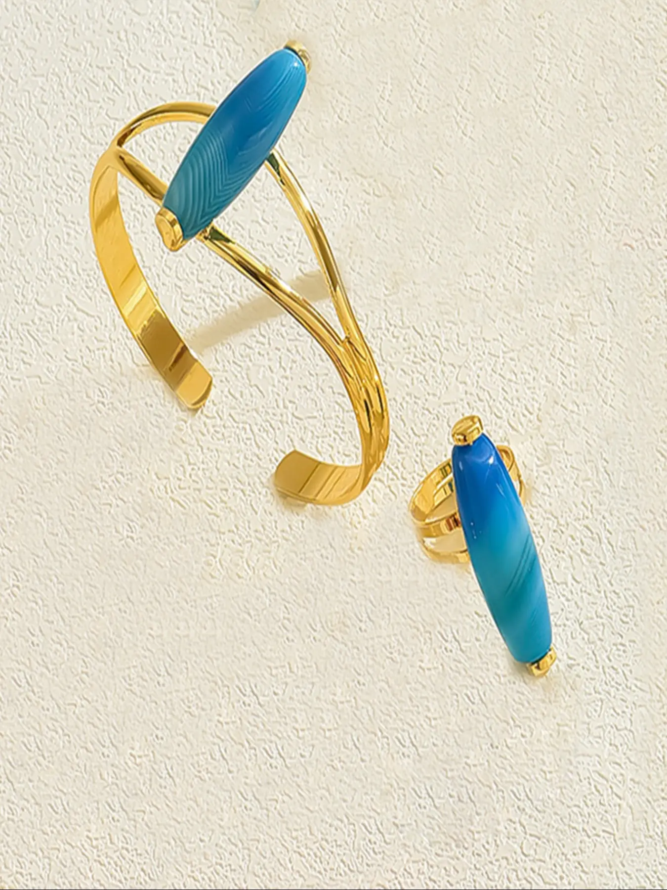 Vintage Boho Ring and Cuff Bangle Set