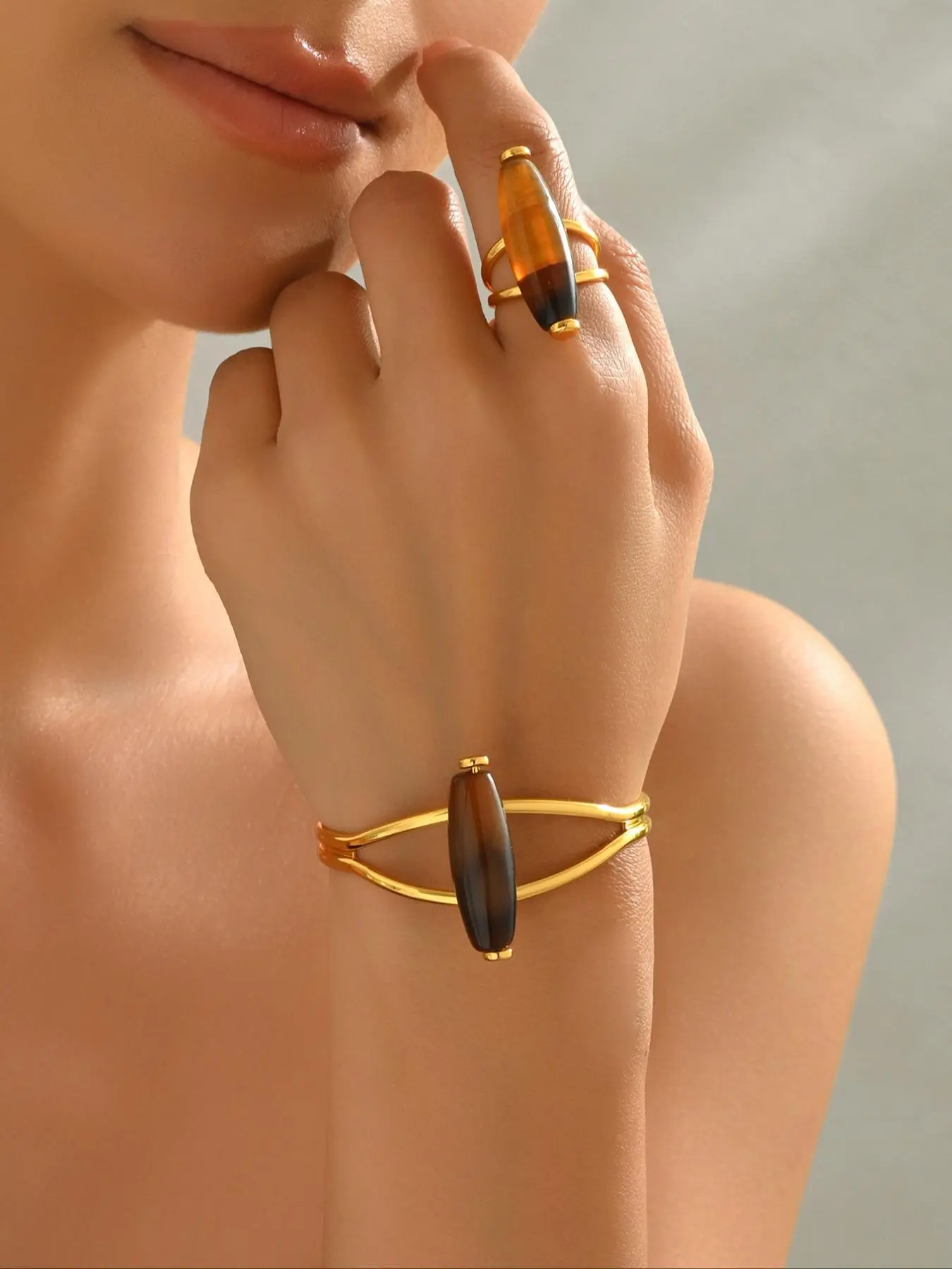 Vintage Boho Ring and Cuff Bangle Set